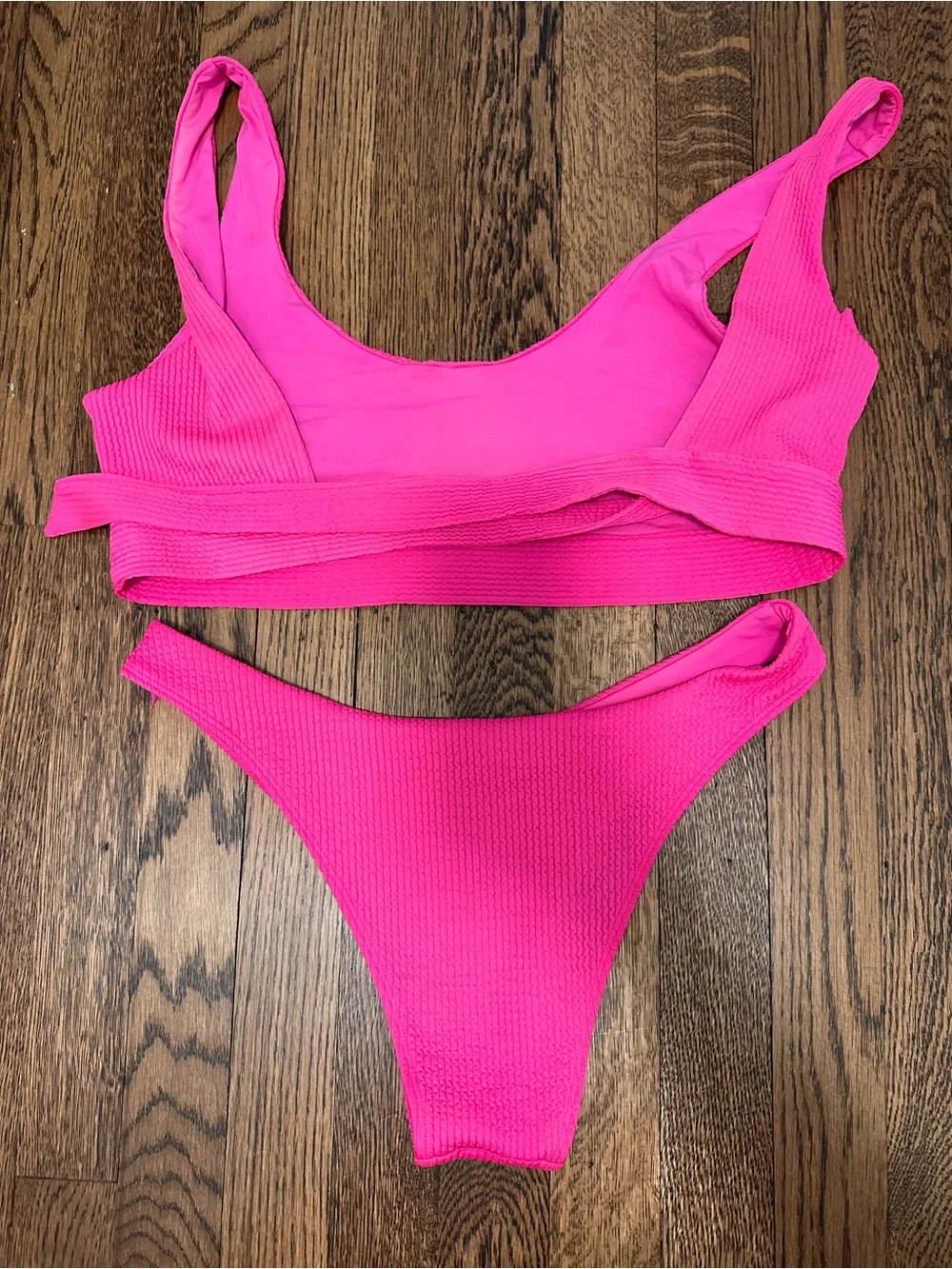 Monday Swimwear | Hot Pink | Ribbed Bikini Set | Large